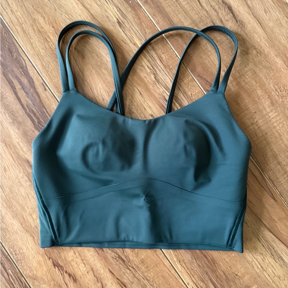 lululemon Deep Green Like a Cloud Longline Sports Bra Size 2
